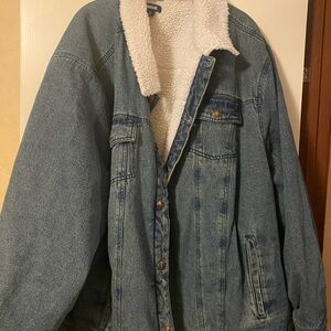 King size Blue Denim Jacket with Sherpa Lining